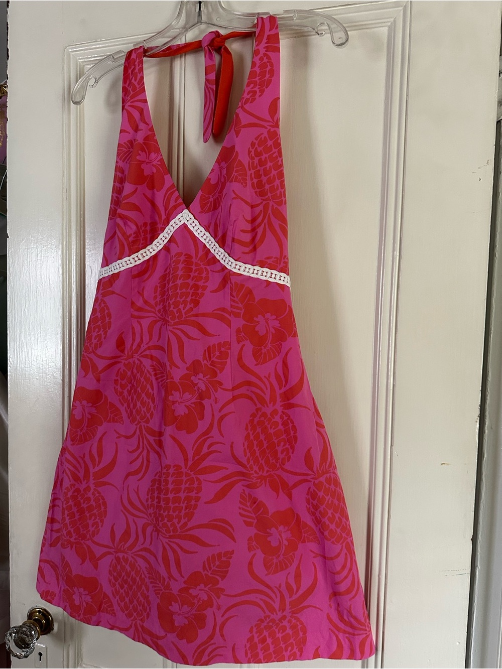 Lilly Pulitzer Pink and Orange Pineapple-Print Backless Halter Dress
